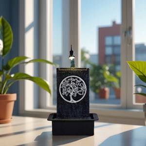 Fontaine nature mur d'eau arbre de vie