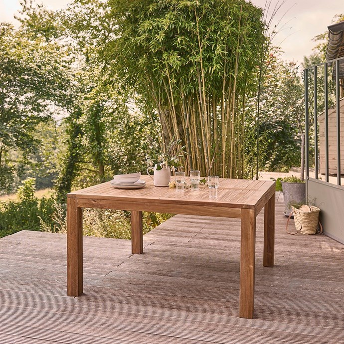 Table de jardin teck carrée 6 à 8 places  Nature & Découvertes