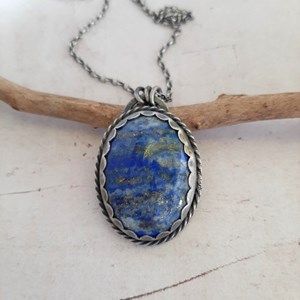 Sautoir lapis-lazuli et argent 925