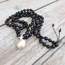 Mala 108 perles onyx et appeleur d’anges