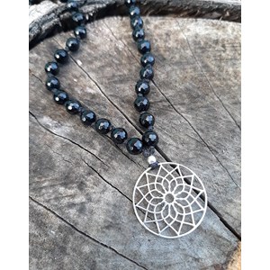 Sautoir mandala onyx mala 108 pierres