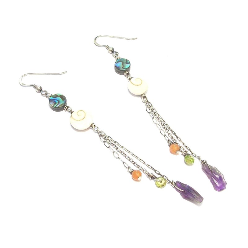 Andrea Chereau - Boucles d'oreilles coquillages  pierres