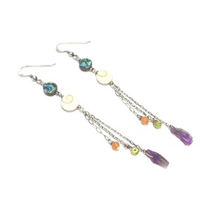 Boucles d'oreilles coquillages  pierres