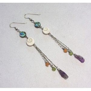 Boucles d'oreilles coquillages  pierres