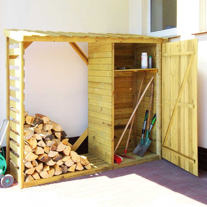 Cémonjardin - Abri bûches avec rangement en bois zu...