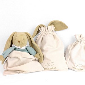 Peluche musicale lapin nid d'ange vert céladon (28 cm)