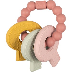 Hochet de dentition trousseau de clefs rose