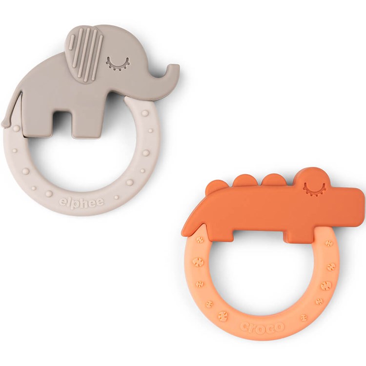 Lot de 2 anneaux de dentition deer friends papaye et sable