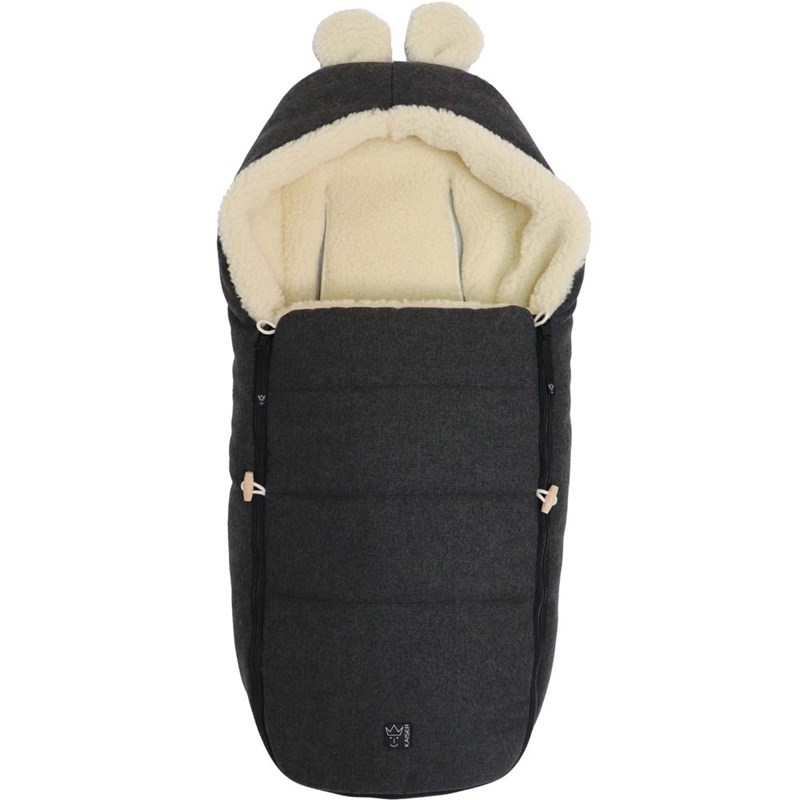 Chancelière capuche souris en laine gris foncé (0-12 mois)