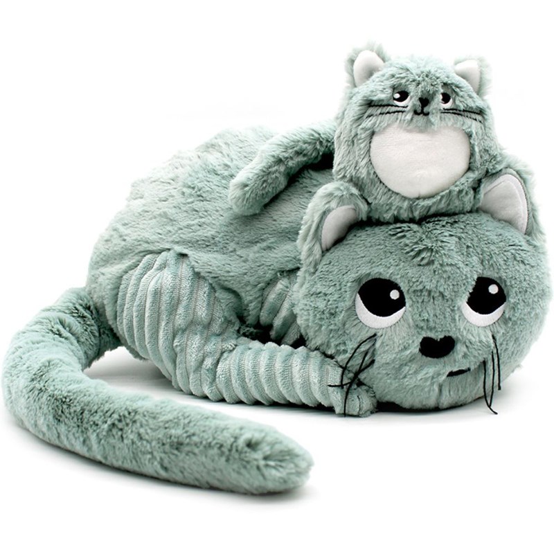 Peluche miaou le chat maman et bébé menthe (32 cm)