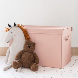 Coffre à jouets en tissu recyclé uni argile