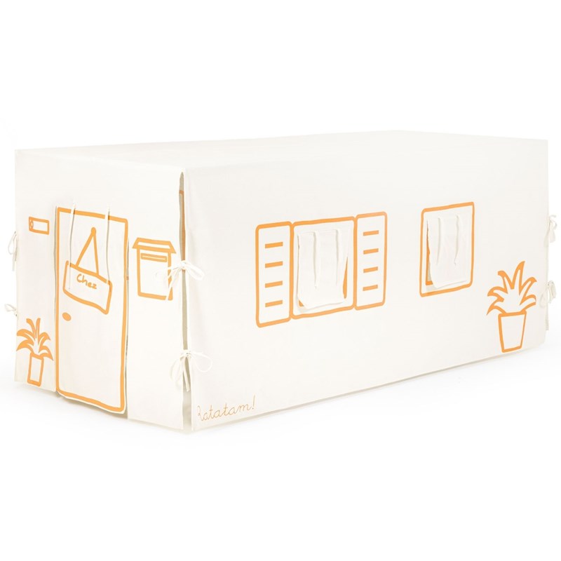 Cabane de table maison orange et beige (90 x 200 cm)