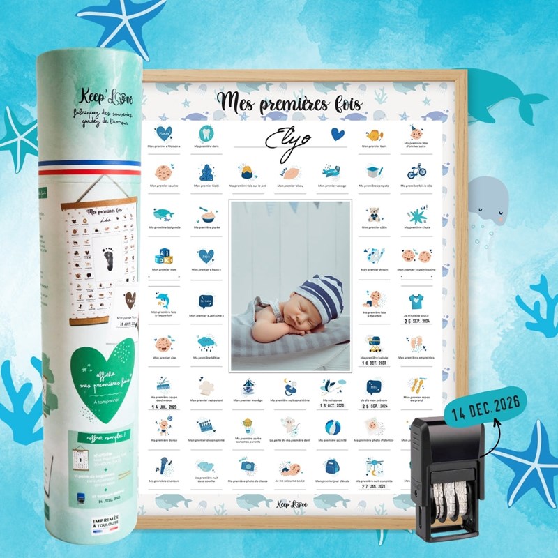 Cadre affiche mes premières fois baleine