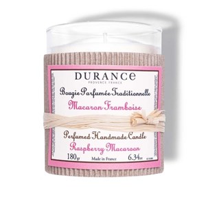 Bougie parfumée macaron framboise