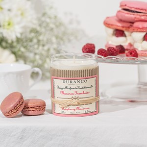 Bougie parfumée macaron framboise