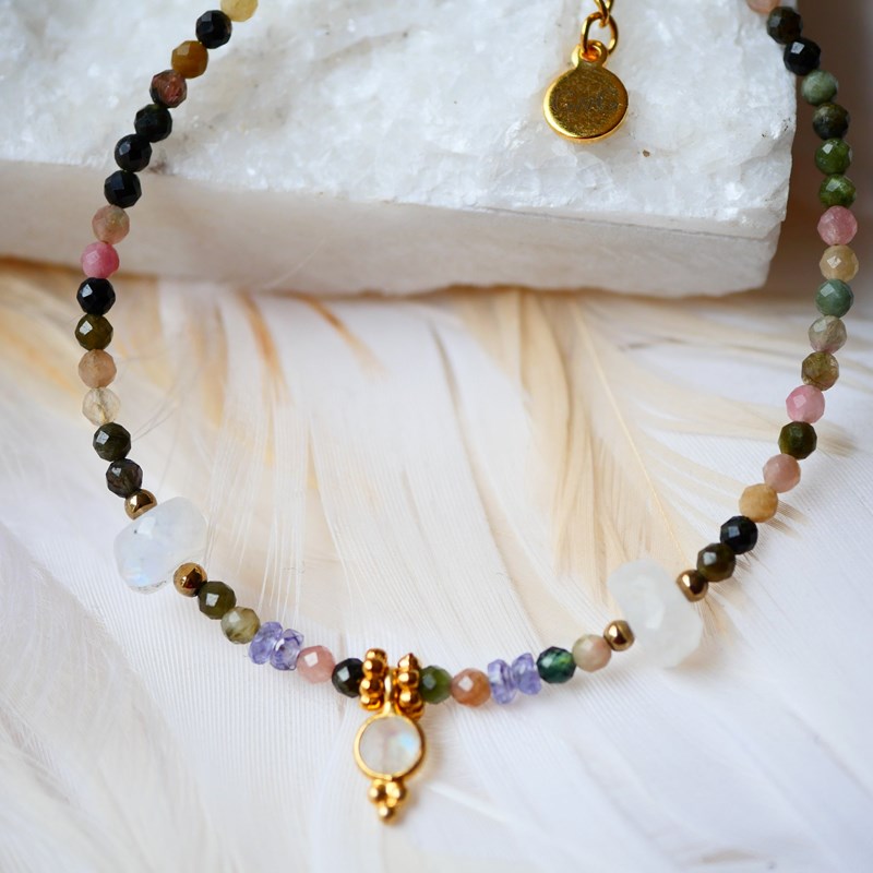 Bracelet divyata - tourmaline, pierre de lune, tanzanite