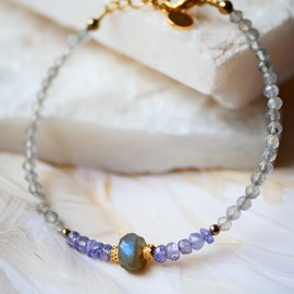 Bracelet jeevan – labradorite et tanzanite pour protection et intuition
