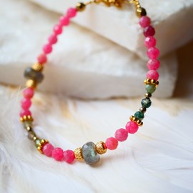 Bracelet sukoon – rhodonite et agate indienne pour harmonie et apaisement