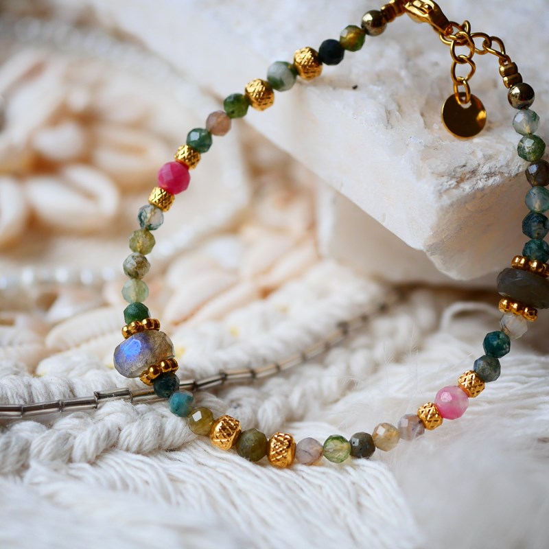 Bracelet tatva – agate indienne et rhodonite pour ancrage et équilibre