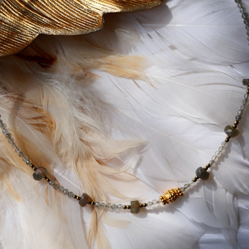 Collier chetna - labradorite et talisman - intuition et protection