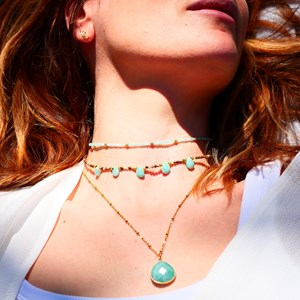 Collier punarnava chrysoprase et amazonite - harmonie et sérénité