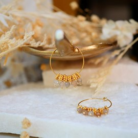 Boucles d'oreilles drishti pierre de lune orangée