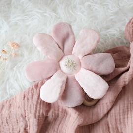 Peluche musicale fleur en coton bio rose