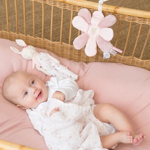 Peluche musicale fleur en coton bio rose