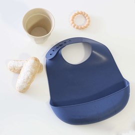 Bavoir bébé silicone souple bleu