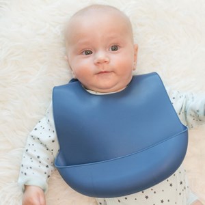 Bavoir bébé silicone souple bleu