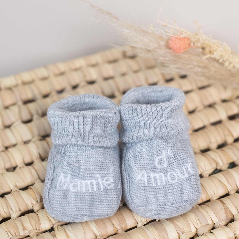 Chaussons bébé gris 0 1 mois