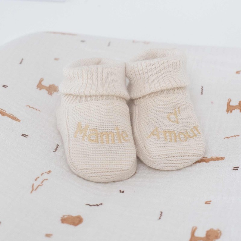 Chaussons bébé sable 0 1 mois