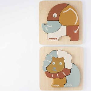 Lot de 2 puzzles en bois multicolore