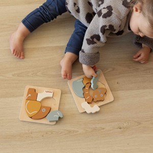 Lot de 2 puzzles en bois multicolore