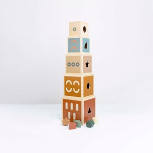 Cubes empilables en bois multicolore