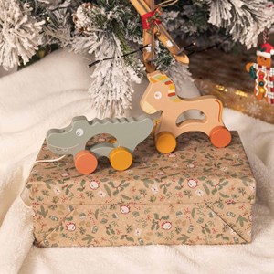 Jouet en bois à tirer vert