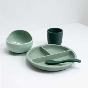 Coffret repas silicone 4 pièces vert
