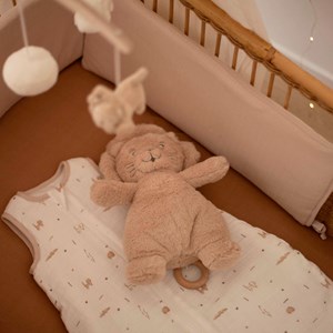Peluche musicale bébé léo le lion beige
