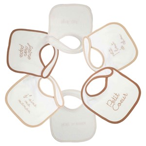 Lot de 6 bavoirs naissance beige