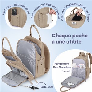 Sac à dos à langer bébé multifonctions