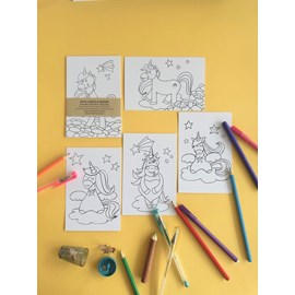 5 cartes postales licornes - à colorier