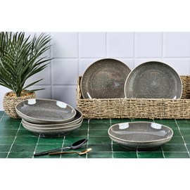 Assiette creuse  - gris béton
