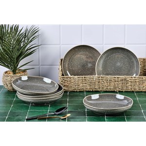 Assiette creuse  - gris béton