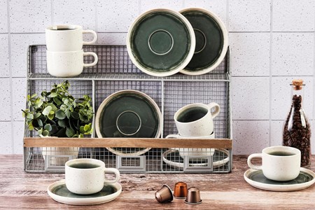 Tasse 20cl et soucoupe - vert de gris