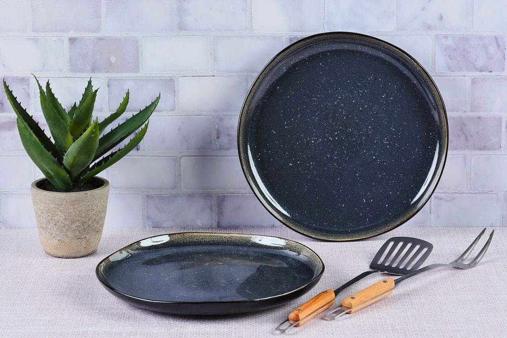 Grand Plateau De Service Rectangulaire En Bois, Avec Poignées, Noir