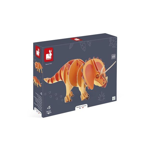 Puzzle 3d janod dino le tricératops 32 p