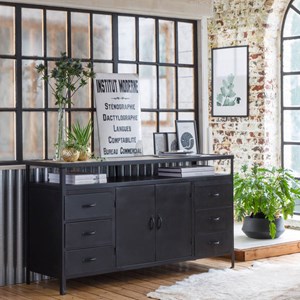 Buffet en bois recyclé et métal white