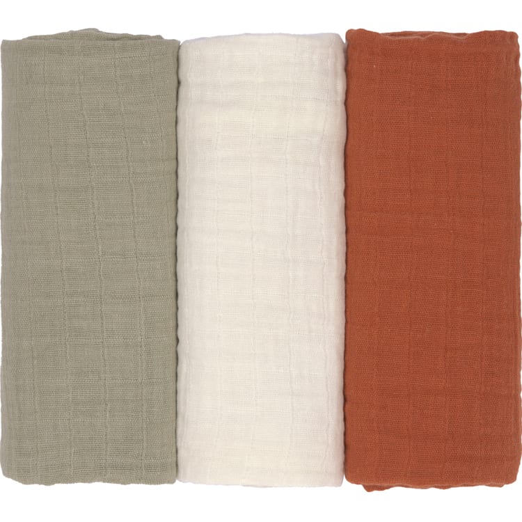 Nattou Swaddle Langes Set 3 - Axel et Luna - 65x65 cm - Vert