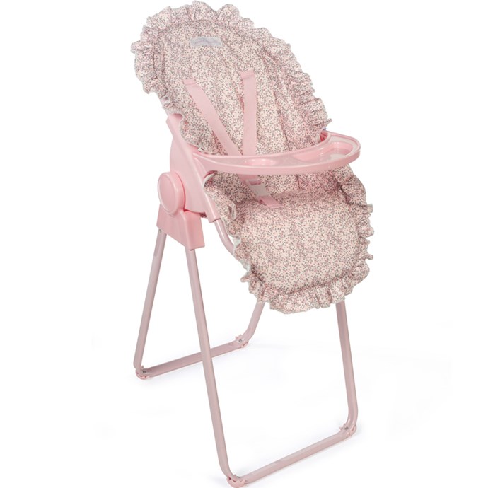 Chaise haute inclinable pour poupee - Tissu Jean Coeur