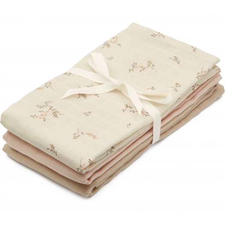 Lot de 3 langes en coton bio ashley (70 x 70 cm)